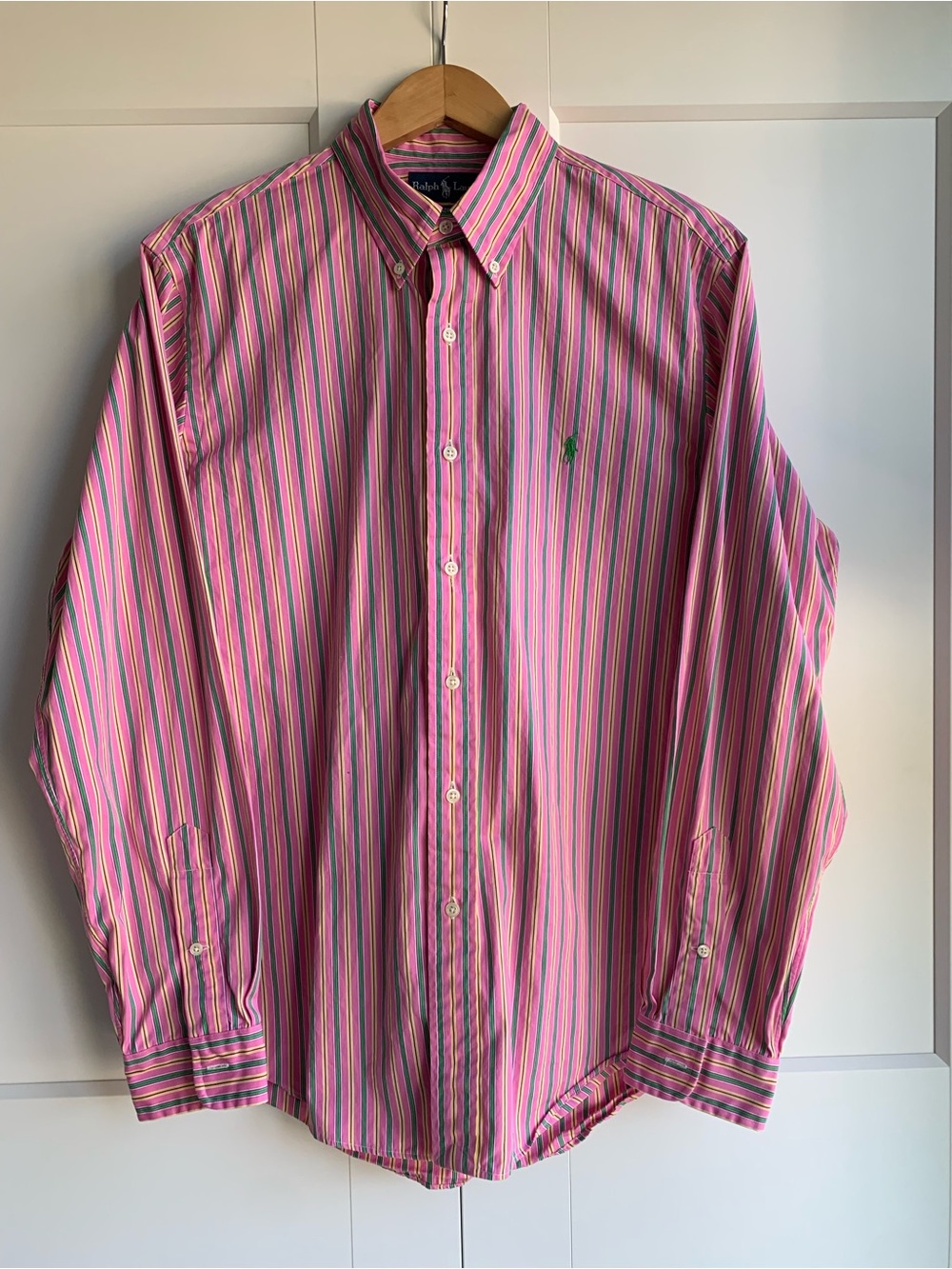 Ralph Lauren Long Sleeve Shirt Multi-Stripe Button-Down mens custom fit size L